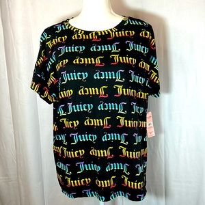 JUICY COUTURE Women’s Sleepwear Short Sleeve Top Blouse Stretch Colorful Logo XL